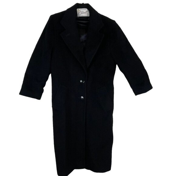 Fleurette 100% Cashmere Notch Collar Two Button Coat Black - Picture 2 of 9